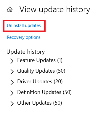 Uninstall updates